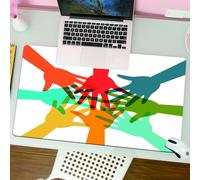 QRFASFZO Mouse Pad 31.5 × 12 inch Extended Large Mouse Mat Desk Pad, Stitched Edges Mousepad,Non-Slip Rubber Base,Youth, community cooperation theme Colorful hands together agreem,Gaming Mouse Pad XL