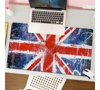QRFASFZO Mouse Pad 31.5 × 12 inch Extended Large Mouse Mat Desk Pad, Stitched Edges Mousepad,Non-Slip Rubber Base,Retro The Union Flag of UK Union Jack Red Navy Blue,Gaming Mouse Pad XL