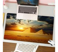 QRFASFZO Mouse Pad 31.5 × 12 inch Extended Large Mouse Mat Desk Pad, Stitched Edges Mousepad,Non-Slip Rubber Base,Grate Pyramids in Giza Valley in Egypt with Group of bedouins on,Gaming Mouse Pad XL