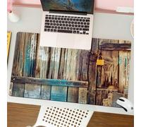 QRFASFZO Mouse Pad 31.5 × 12 inch Extended Large Mouse Mat Desk Pad, Stitched Edges Mousepad,Non-Slip Rubber Base,Rustic and Aged Shed Door Background with Color Details Mansion I,Gaming Mouse Pad XL