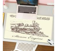 QRFASFZO Mouse Pad 31.5 × 12 inch Extended Large Mouse Mat Desk Pad, Stitched Edges Mousepad,Non-Slip Rubber Base,steam engine, steam train evoke sold fashion and A, classic hand-,Gaming Mouse Pad XL