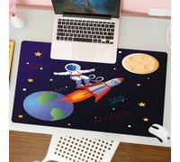 QRFASFZO Mouse Pad 31.5 × 12 inch Extended Large Mouse Mat Desk Pad, Stitched Edges Mousepad,Non-Slip Rubber Base,Astronaut surfing with a rocket in galaxy. Template with planets,Gaming Mouse Pad XL