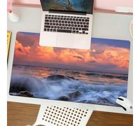 QRFASFZO Mouse Pad 31.5 × 12 inch Extended Large Mouse Mat Desk Pad, Stitched Edges Mousepad,Non-Slip Rubber Base,Beautiful sea view at sunset, ocean under orange sky - toned clou,Gaming Mouse Pad XL