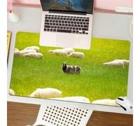 QRFASFZO Mouse Pad 31.5 × 12 inch Extended Large Mouse Mat Desk Pad, Stitched Edges Mousepad,Non-Slip Rubber Base,Nature, black sheep between white goats on lawn meadow farm lands,Gaming Mouse Pad XL