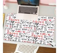 QRFASFZO Mouse Pad 31.5 × 12 inch Extended Large Mouse Mat Desk Pad, Stitched Edges Mousepad,Non-Slip Rubber Base,Valentines,Hand Drawn Love Lettering Doodle Style Design with Bru,Gaming Mouse Pad XL
