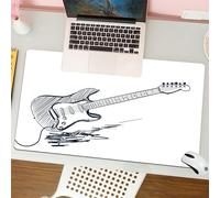 QRFASFZO Mouse Pad 31.5 × 12 inch Extended Large Mouse Mat Desk Pad, Stitched Edges Mousepad,Non-Slip Rubber Base,Guitar art, stylized sketch of electric guitar, showing the styli,Gaming Mouse Pad XL