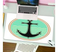 QRFASFZO Mouse Pad 31.5 × 12 inch Extended Large Mouse Mat Desk Pad, Stitched Edges Mousepad,Non-Slip Rubber Base,Classic Seafaring Symbol An Anchor Standing Out on a Wave Pattern,Gaming Mouse Pad XL