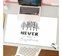 QRFASFZO Mouse Pad 31.5 × 12 inch Extended Large Mouse Mat Desk Pad, Stitched Edges Mousepad,Non-Slip Rubber Base,Black trees on white background, motto is 'Never stop exploring',Gaming Mouse Pad XL