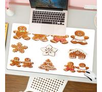 QRFASFZO Mouse Pad 31.5 × 12 inch Extended Large Mouse Mat Desk Pad, Stitched Edges Mousepad,Non-Slip Rubber Base,Gingerbread Man, Cute Bright Christmas Gingerbread Cookies,Gaming Mouse Pad XL