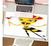 QRFASFZO Mouse Pad 31.5 × 12 inch Extended Large Mouse Mat Desk Pad, Stitched Edges Mousepad,Non-Slip Rubber Base,Art design of insects, a bee queen decorated with a crown, holdin,Gaming Mouse Pad XL