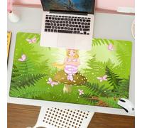 QRFASFZO Mouse Pad 31.5 × 12 inch Extended Large Mouse Mat Desk Pad, Stitched Edges Mousepad,Non-Slip Rubber Base,fairy with wings and a flower crown sits on a mushroom surrounded,Gaming Mouse Pad XL