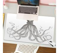QRFASFZO Mouse Pad 31.5 × 12 inch Extended Large Mouse Mat Desk Pad, Stitched Edges Mousepad,Non-Slip Rubber Base,Complex octopus design, detailed black sketch, showing the grace,Gaming Mouse Pad XL