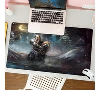 QRFASFZO Mouse Pad 31.5 × 12 inch Extended Large Mouse Mat Desk Pad, Stitched Edges Mousepad,Non-Slip Rubber Base,Fantasy, dwarf knight of Medival in a gothic shield at Battle Pla,Gaming Mouse Pad XL