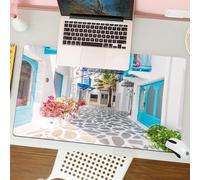 QRFASFZO Mouse Pad 31.5 × 12 inch Extended Large Mouse Mat Desk Pad, Stitched Edges Mousepad,Non-Slip Rubber Base,Beautiful building constructs exterior landscape with Santorini a,Gaming Mouse Pad XL