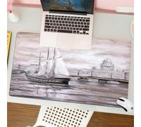 QRFASFZO Mouse Pad 31.5 × 12 inch Extended Large Mouse Mat Desk Pad, Stitched Edges Mousepad,Non-Slip Rubber Base,classic sailboat floating on the water，There is a dome building a,Gaming Mouse Pad XL