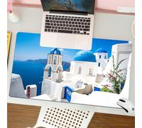QRFASFZO Mouse Pad 31.5 × 12 inch Extended Large Mouse Mat Desk Pad, Stitched Edges Mousepad,Non-Slip Rubber Base,Beautiful View Of Santorini Place,Gaming Mouse Pad XL