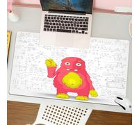QRFASFZO Mouse Pad 31.5 × 12 inch Extended Large Mouse Mat Desk Pad, Stitched Edges Mousepad,Non-Slip Rubber Base,Mathematical monster, a cheerful pink creature, holding a pencil,Gaming Mouse Pad XL