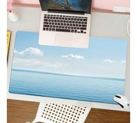 QRFASFZO Mouse Pad 31.5 × 12 inch Extended Large Mouse Mat Desk Pad, Stitched Edges Mousepad,Non-Slip Rubber Base,Ocean,Aquatic Seascape with Sky Landscape in Tropical Lands Relax,Gaming Mouse Pad XL