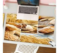 QRFASFZO Mouse Pad 31.5 × 12 inch Extended Large Mouse Mat Desk Pad, Stitched Edges Mousepad,Non-Slip Rubber Base,Harvest, Different stages of bread making from wheat to the end p,Gaming Mouse Pad XL