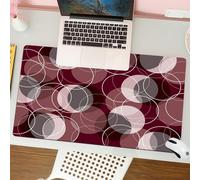 QRFASFZO Mouse Pad 31.5 × 12 inch Extended Large Mouse Mat Desk Pad, Stitched Edges Mousepad,Non-Slip Rubber Base,Maroon, Retro Skinny Ring Shapes Overlapping Circles Funky Large,Gaming Mouse Pad XL
