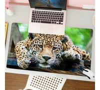 QRFASFZO Mouse Pad 31.5 × 12 inch Extended Large Mouse Mat Desk Pad, Stitched Edges Mousepad,Non-Slip Rubber Base,Jungle, South American Jaguar, Wildlife, Carnivore, Endangered, F,Gaming Mouse Pad XL