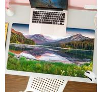 QRFASFZO Mouse Pad 31.5 × 12 inch Extended Large Mouse Mat Desk Pad, Stitched Edges Mousepad,Non-Slip Rubber Base,Alpine lake landscape reflecting majestic mountains and lush fore,Gaming Mouse Pad XL