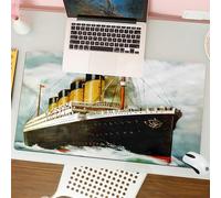 QRFASFZO Mouse Pad 31.5 × 12 inch Extended Large Mouse Mat Desk Pad, Stitched Edges Mousepad,Non-Slip Rubber Base,majestic old cruise ship sails on the waves, smoke rolling throug,Gaming Mouse Pad XL