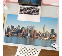 QRFASFZO Mouse Pad 31.5 × 12 inch Extended Large Mouse Mat Desk Pad, Stitched Edges Mousepad,Non-Slip Rubber Base,Urban,New York City Skyline Over Hudson River Empire State Buildi,Gaming Mouse Pad XL