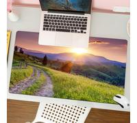 QRFASFZO Mouse Pad 31.5 × 12 inch Extended Large Mouse Mat Desk Pad, Stitched Edges Mousepad,Non-Slip Rubber Base,Nature,Sunset in the Mountain Landscape Rural Road Forest Country,Gaming Mouse Pad XL
