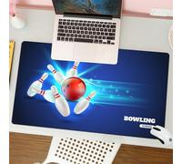 QRFASFZO Mouse Pad 31.5 × 12 inch Extended Large Mouse Mat Desk Pad, Stitched Edges Mousepad,Non-Slip Rubber Base,Bowling party decoration, a red ball knocked down pin with gorgeo,Gaming Mouse Pad XL