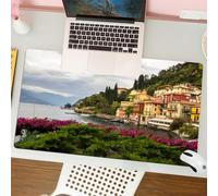 QRFASFZO Mouse Pad 31.5 × 12 inch Extended Large Mouse Mat Desk Pad, Stitched Edges Mousepad,Non-Slip Rubber Base,Colorful buildings on the shore of a quiet lake, away from the mo,Gaming Mouse Pad XL