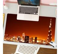 QRFASFZO Mouse Pad 31.5 × 12 inch Extended Large Mouse Mat Desk Pad, Stitched Edges Mousepad,Non-Slip Rubber Base,Landscape, Arabic Dubai Downtown with City,Gaming Mouse Pad XL