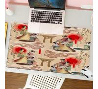 QRFASFZO Mouse Pad 31.5 × 12 inch Extended Large Mouse Mat Desk Pad, Stitched Edges Mousepad,Non-Slip Rubber Base,Japanese cultural design, complex repetitive patterns show charac,Gaming Mouse Pad XL