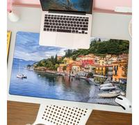 QRFASFZO Mouse Pad 31.5 × 12 inch Extended Large Mouse Mat Desk Pad, Stitched Edges Mousepad,Non-Slip Rubber Base,Italian decor, summer village by the Mediterranean Sea with,Gaming Mouse Pad XL