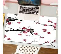 QRFASFZO Mouse Pad 31.5 × 12 inch Extended Large Mouse Mat Desk Pad, Stitched Edges Mousepad,Non-Slip Rubber Base,Floral seamless pattern. Blooming cherry with birds on branches.,Gaming Mouse Pad XL