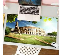 QRFASFZO Mouse Pad 31.5 × 12 inch Extended Large Mouse Mat Desk Pad, Stitched Edges Mousepad,Non-Slip Rubber Base,City，Colosseum, an ancient wonder bathed in the sun, surrounded b,Gaming Mouse Pad XL