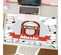 QRFASFZO Mouse Pad 31.5 × 12 inch Extended Large Mouse Mat Desk Pad, Stitched Edges Mousepad,Non-Slip Rubber Base,stylized red and black jukebox surrounded by musical notes with a,Gaming Mouse Pad XL