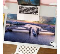 QRFASFZO Mouse Pad 31.5 × 12 inch Extended Large Mouse Mat Desk Pad, Stitched Edges Mousepad,Non-Slip Rubber Base,Saint Petersburg. Russia. Bridge of Peter the Great at sunset. Th,Gaming Mouse Pad XL