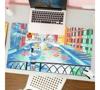 QRFASFZO Mouse Pad 31.5 × 12 inch Extended Large Mouse Mat Desk Pad, Stitched Edges Mousepad,Non-Slip Rubber Base,Venice Colorful Landscape Sketch of The Bridge of Sighs in Venice,Gaming Mouse Pad XL