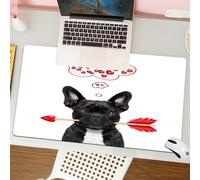 QRFASFZO Mouse Pad 31.5 × 12 inch Extended Large Mouse Mat Desk Pad, Stitched Edges Mousepad,Non-Slip Rubber Base,valentines french bulldog dog in love holding a cupids arrow with,Gaming Mouse Pad XL