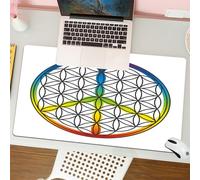 QRFASFZO Mouse Pad 31.5 × 12 inch Extended Large Mouse Mat Desk Pad, Stitched Edges Mousepad,Non-Slip Rubber Base,Flower of life and peace sign combined into one symbol. Isolated,Gaming Mouse Pad XL
