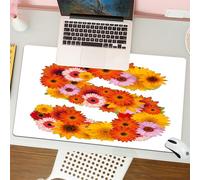 QRFASFZO Mouse Pad 31.5 × 12 inch Extended Large Mouse Mat Desk Pad, Stitched Edges Mousepad,Non-Slip Rubber Base,Letter S, Organic Color Palette Gerbera Bouquet Petals from the a,Gaming Mouse Pad XL