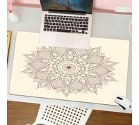 QRFASFZO Mouse Pad 31.5 × 12 inch Extended Large Mouse Mat Desk Pad, Stitched Edges Mousepad,Non-Slip Rubber Base,Art Decor, intricate mandala lace circle, a circular design on be,Gaming Mouse Pad XL