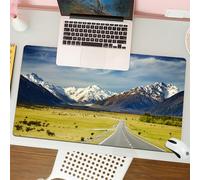 QRFASFZO Mouse Pad 31.5 × 12 inch Extended Large Mouse Mat Desk Pad, Stitched Edges Mousepad,Non-Slip Rubber Base,Apartment decor, landscape with road and snowy mountains in South,Gaming Mouse Pad XL