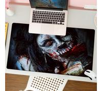 QRFASFZO Mouse Pad 31.5 × 12 inch Extended Large Mouse Mat Desk Pad, Stitched Edges Mousepad,Non-Slip Rubber Base,Zombie Decor,Scary Dead Woman with Bloody Axe Evil Fantasy Gothic,Gaming Mouse Pad XL