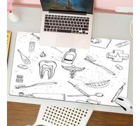 QRFASFZO Mouse Pad 31.5 × 12 inch Extended Large Mouse Mat Desk Pad, Stitched Edges Mousepad,Non-Slip Rubber Base,on the topic of dentistry. Teeth care. Doodle style.,Gaming Mouse Pad XL