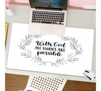 QRFASFZO Mouse Pad 31.5 × 12 inch Extended Large Mouse Mat Desk Pad, Stitched Edges Mousepad,Non-Slip Rubber Base,Vector hand drawn religion poster - With God all things are possi,Gaming Mouse Pad XL