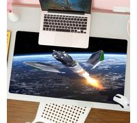 QRFASFZO Mouse Pad 31.5 × 12 inch Extended Large Mouse Mat Desk Pad, Stitched Edges Mousepad,Non-Slip Rubber Base,Spacecraft flies on the ground, railway vehicles are burning prop,Gaming Mouse Pad XL