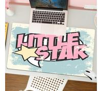 QRFASFZO Mouse Pad 31.5 × 12 inch Extended Large Mouse Mat Desk Pad, Stitched Edges Mousepad,Non-Slip Rubber Base,Popstar Party,Grungy Display Pop Art Style Retro Little Star Typo,Gaming Mouse Pad XL