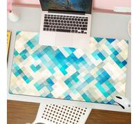 QRFASFZO Mouse Pad 31.5 × 12 inch Extended Large Mouse Mat Desk Pad, Stitched Edges Mousepad,Non-Slip Rubber Base,Retro geometric pattern, diagonal blue white rhombus pattern seam,Gaming Mouse Pad XL